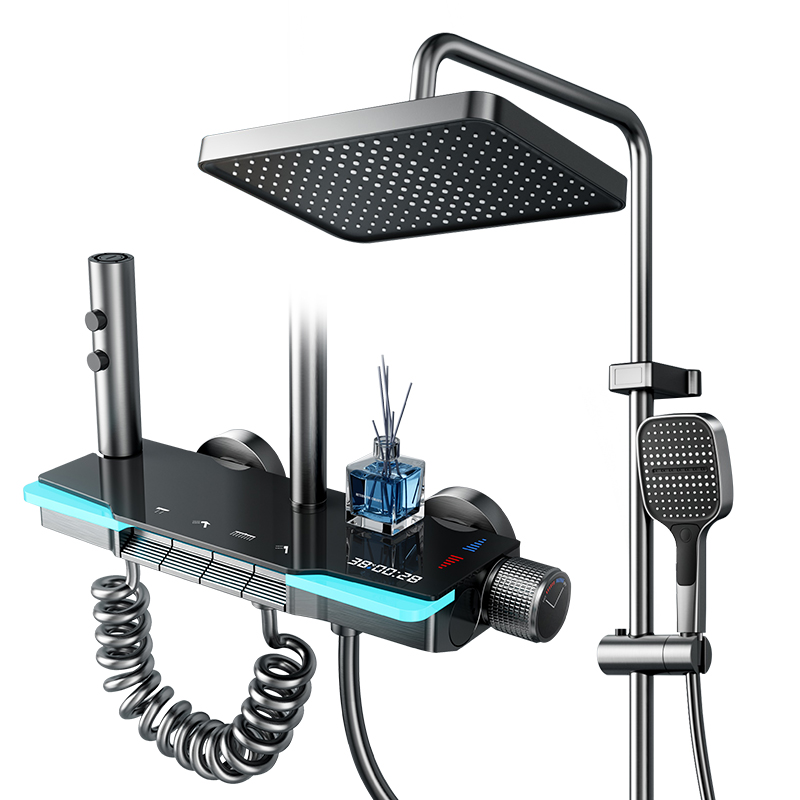 YF230530022 Shower Suit Digital Display Intelligent Atmosphere Piano Keys Ceramic Valve Mollis Pluviae Pressurized Faucets