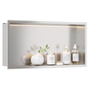 YF61119-2 24'X12' Matte Black Wall Niche, NO Tile Needless Steel Bathroom Niches with Non dimable Led Light 3000K