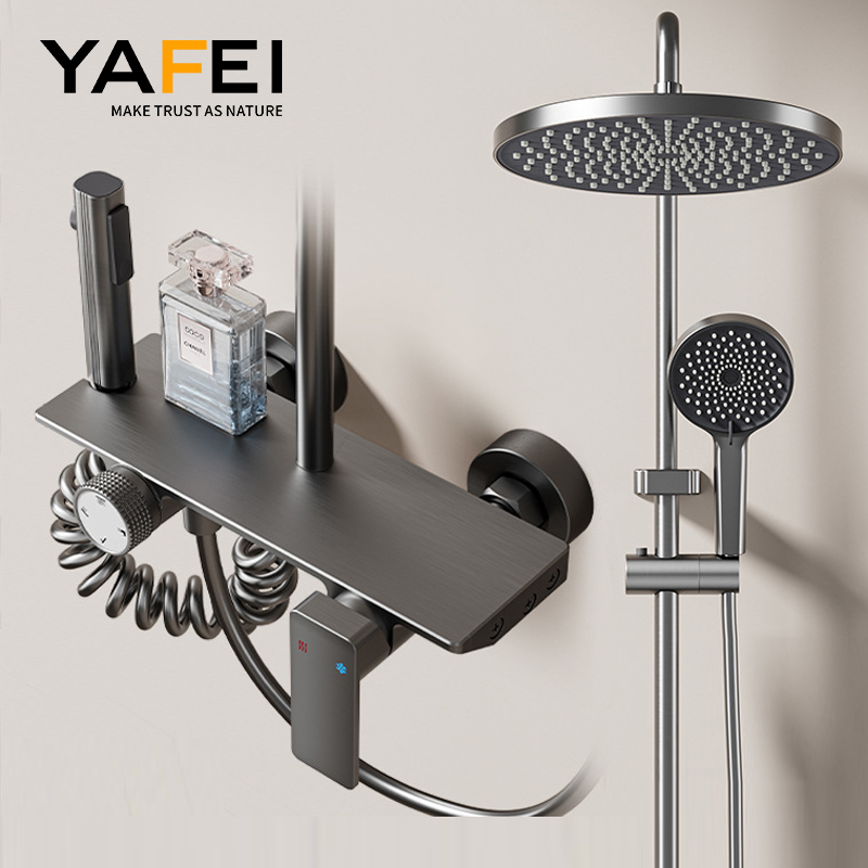 YF230530035 Gun металл сұр түсті жұлдызды душқа арналған шүмек душ жинағы Ванна душқа арналған араластырғыш жинағы