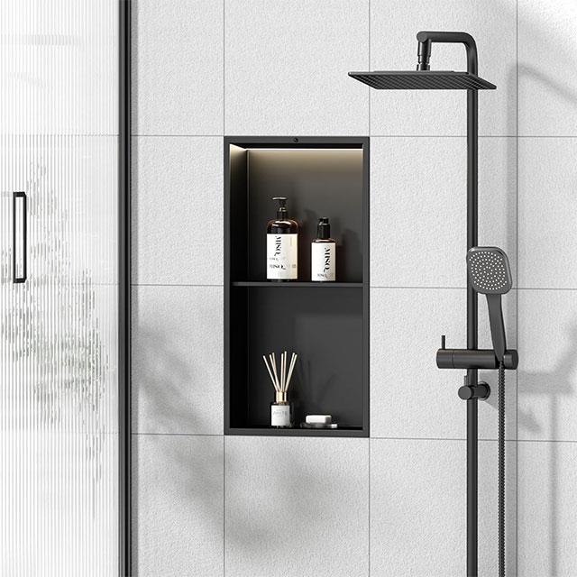 Balneo Recessed Shower Shelf Easy Install Bathroom Shelves for Daily Necessitates at Diver Shower Niche