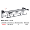 YF210910009 Folding Bathroom Wall Eques Stainless Steel Linteo Rack Shelf cum Removable Hooks 