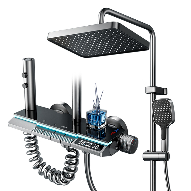 YF230530023 Thermostatic Shower Faucet Set Wall Mounted Multifunction Shower Combo Set Cum Handheld Shower set