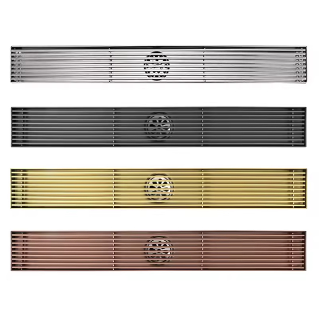 304 тот баспайтын болаттан жасалған тікбұрышты сызықты дренаж, ваннаға арналған раковинаға арналған шаш сүзгісі бар бүйірлік розеткамен