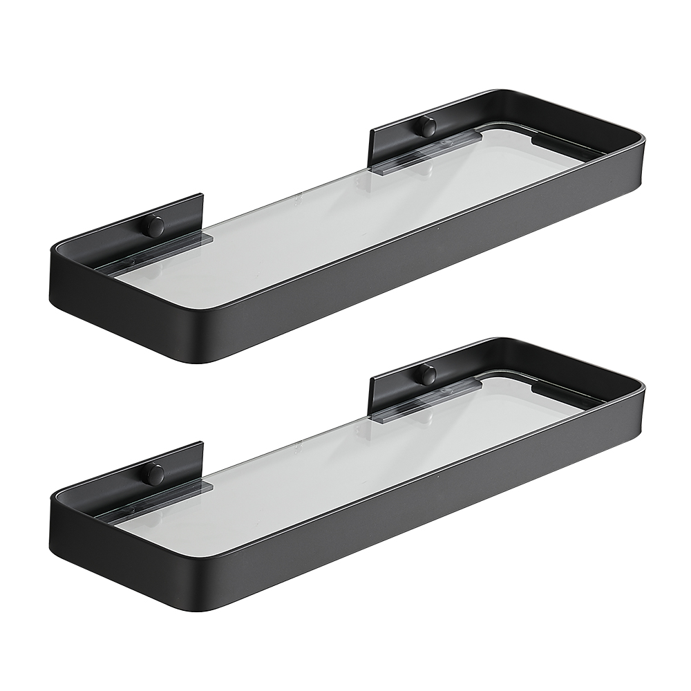 YF5307 Murus Mons Bathroom Shelf vitreus, Aluminium Vitrum Temperatum Extra Crassissimum Rectangulum 1 Tier Repono Organizer