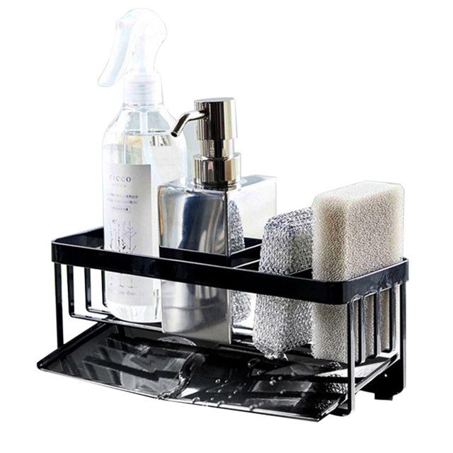 YF500100011 Keuken Sink Organizer aanrecht Roestvrije zeep Dispenserhouder Sponshouder voor gootsteen