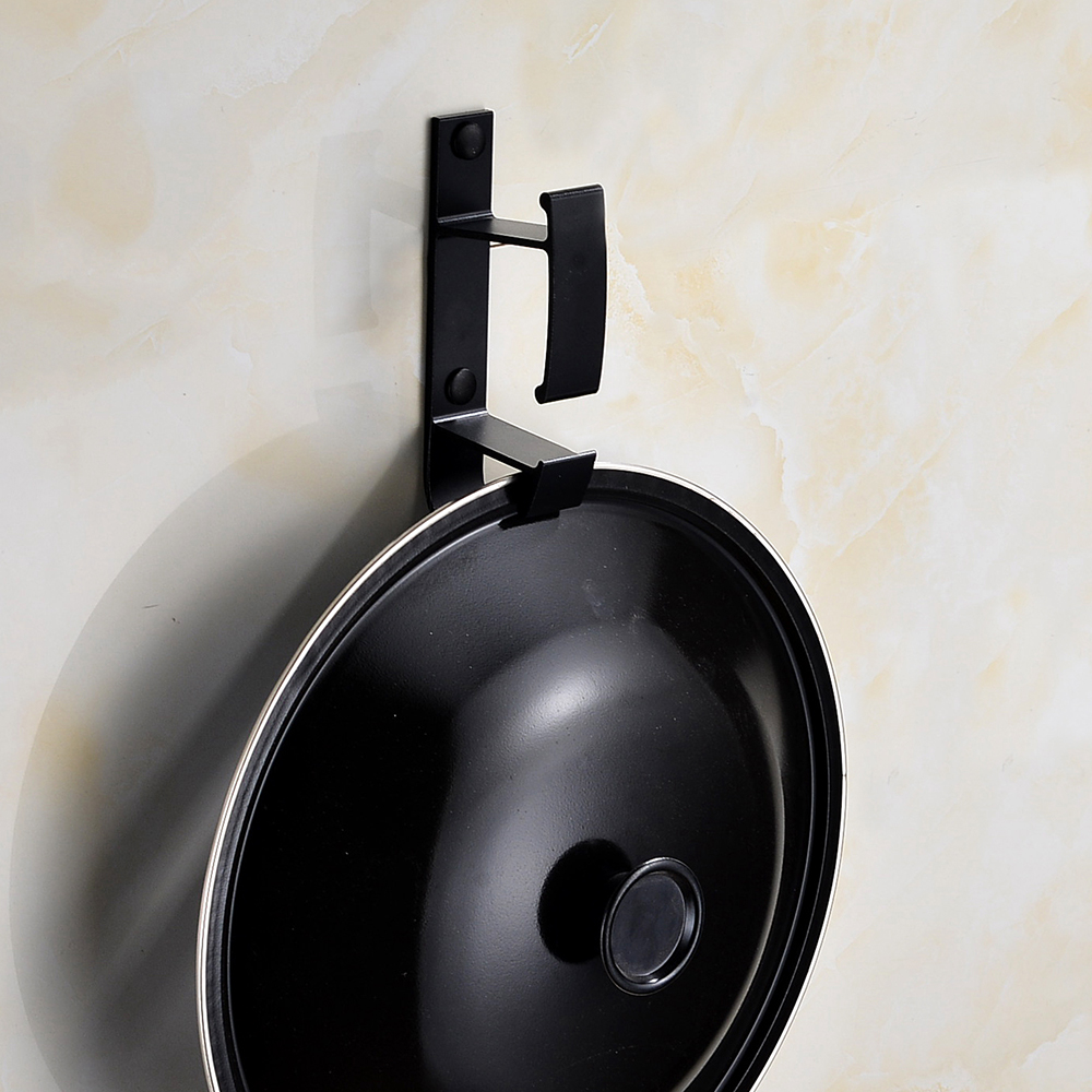 YF9502 Wall Mounted Anodizing Space Aluminium Washbasin Rack Hook Bathroom Latrina Accessory for Home Black