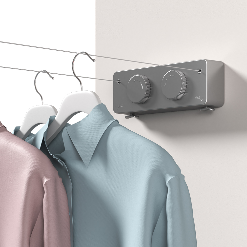 YF7125-1 жиналмалы киім-кешек желісі - 16,7 фут қос киім кептіруге арналған кір жуатын жол жабық, сыртта киім ілу үшін тартылатын киім желілері, 