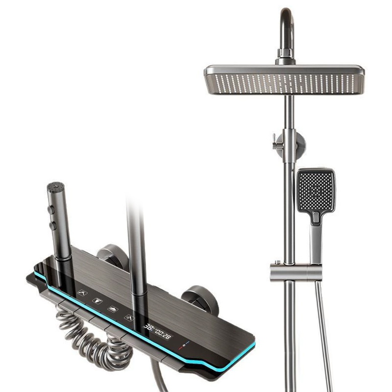 YF230530025 Жаңбырға арналған душқа арналған бас және сырғымалы жолақ қол душқа арналған шүмек Қабырғаға орнатылатын комбо жинағы Ванна бөлмесіне арналған клапан мен әрлеу жинағымен бірге