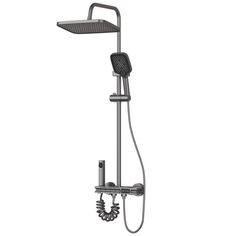 YF230530033 Сандық температура дисплейі бар душ жүйесі Фортепиано пернесі Сандық дисплейі бар душқа арналған шүмек жинағы Қоршаған орта шамдары жаңбыр душ басы бар душ комбо жинағы