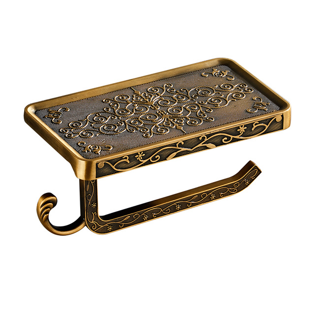 YF3334 Toilet Paper Holder Wall Mounted Vintage Classic Bathroom Vintage Latrina Paper Holder with Shelf