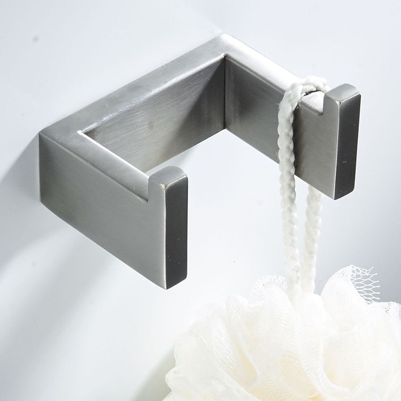YF64113 Gravis Duty Rustproof Duplex Coat Hook For Bathroom Bath Double Towel Hook- SUS304 Steel Square Robe Towel Holder