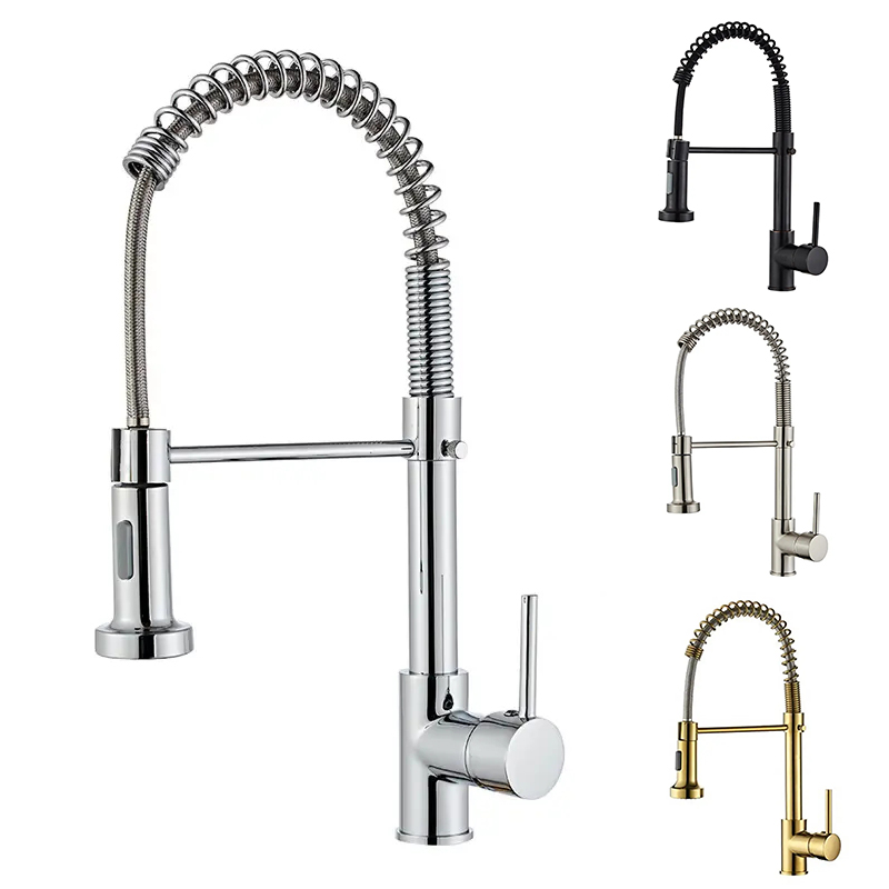 YF200110006 Kitchen Faucet cum RAMULUS Shower Kitchen Faucet cum detrahe Sprayer Peniculus Nickel Diver Single manubrium extrahere Spring Sink Faucets 