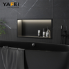 YF61119-2 24'X12' Matte Black Wall Niche, NO Tile Needless Steel Bathroom Niches with Non dimable Led Light 3000K