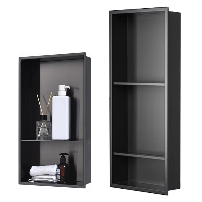 YF61134 Matte Black No Tile Needed Wall Niche Recessed Shower Shelf for Bathroom at inaedificata instruitur