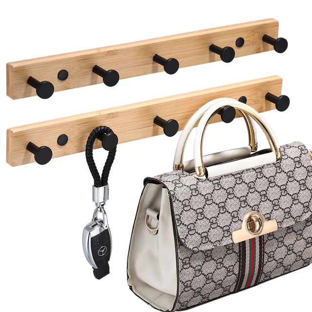 YF9158 Қабырғаға орнатылатын пальто сөресі бамбуктан жасалған пальто сөресі ілгектер Шляпа ілгіштері Есік үстіндегі ілгектер Жуынатын бөлме ілгіштері