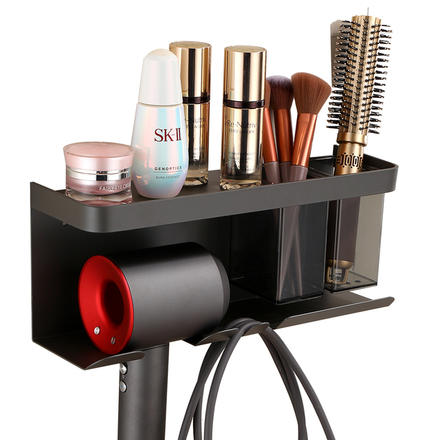 YF5519 Hair Dryer Holder Wall Mounted tenaces / EXERCITATIO, Repono Organizer Cum Book & Hooks, Rack pro balneo