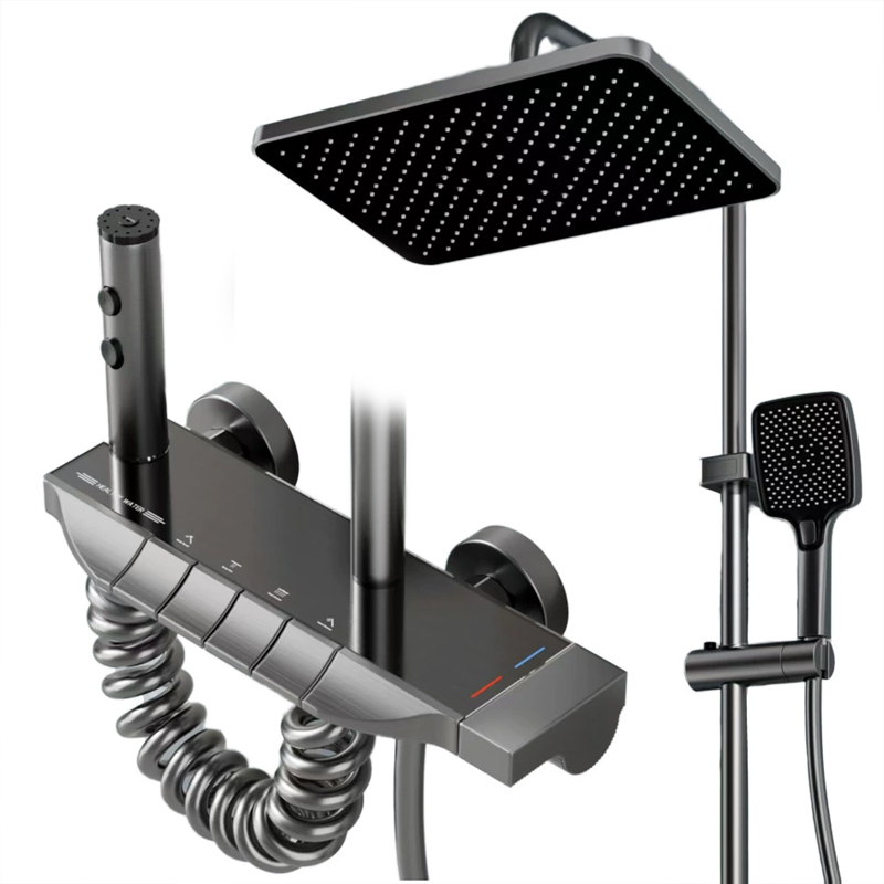 YF230530034 Жуынатын бөлмеге арналған сандық дисплей шүмегі Қабырғаға орнатылатын ваннаға арналған душқа арналған жүйе душқа арналған кран фортепиано душқа арналған араластырғыш жинағы