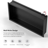 YF61119-2 24'X12' Matte Black Wall Niche, NO Tile Needless Steel Bathroom Niches with Non dimable Led Light 3000K