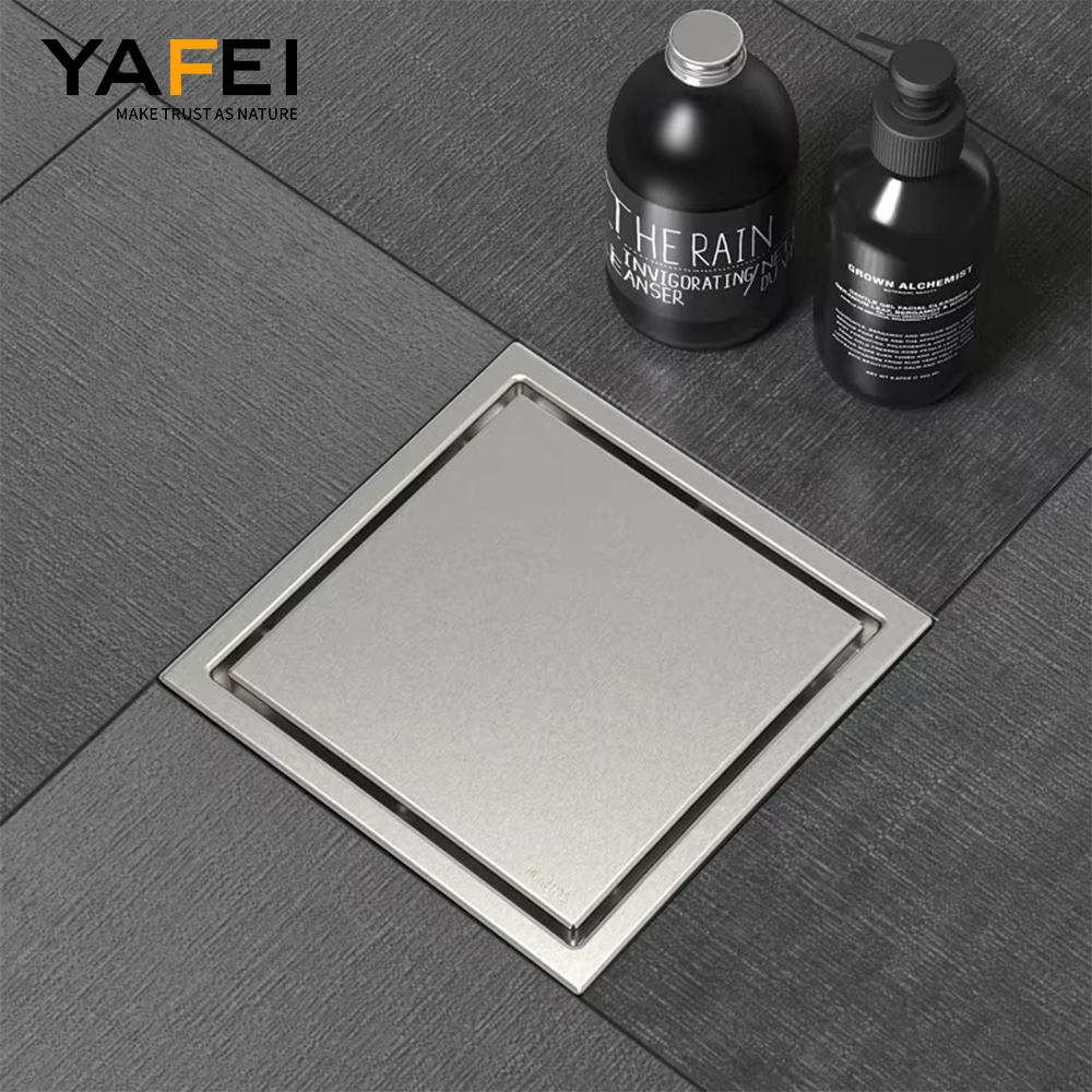 YF42002 Novum Invisible Square Shower Grate pro Bathrooms Recondita SUS304 Steel Solum Exhaurire
