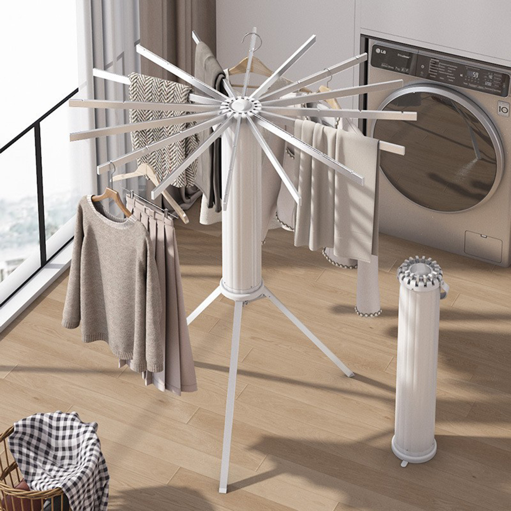 YF7126 Space saver Tripode Vestimenta Siccatio Rack Amish Siccatio Rack habet XVI arma et XXXII pedes pendentis Space