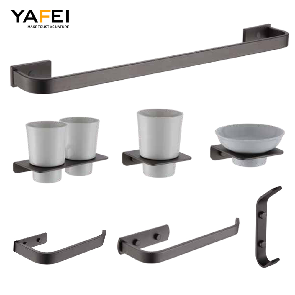 YF1314 Linteum Bar Set Latrina Paper Holder Robe Hook Wall Accessories pone 7 Piece