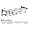 YF210910009 Folding Bathroom Wall Eques Stainless Steel Linteo Rack Shelf cum Removable Hooks 