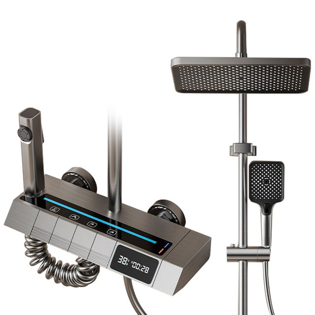 YF230530014 15 16 Wall-Mounted Lux ​​Bathroom Brass Bathtub Rain Faucet Brass Bath Luxuria Led Digital Shower System