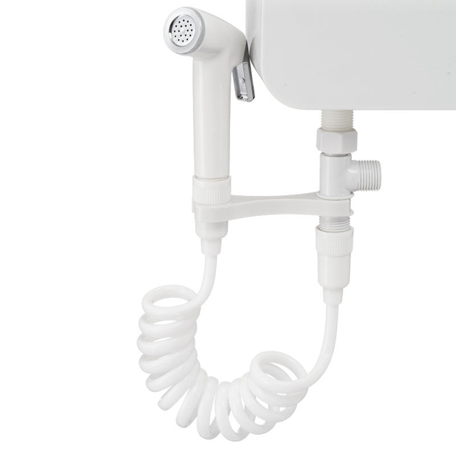 YF230200005 дәретханаға арналған қол биде шашыратқышы T-клапан адаптері, бүріккіш, су қысымын реттейтін, бидемен жууға арналған тартылатын серіппелі шланг.