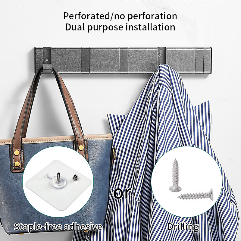 YF9150 Folding Hideaway Coat Hooks Gravis Officium Wall Hooks Linteum Hooks pro Bathrooms Retractable Coat Hook Space Aluminium Wall Hooks Hooks for Closet Fascia Hat Robe Key Burse Bag 