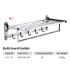YF210910009 Folding Bathroom Wall Eques Stainless Steel Linteo Rack Shelf cum Removable Hooks 