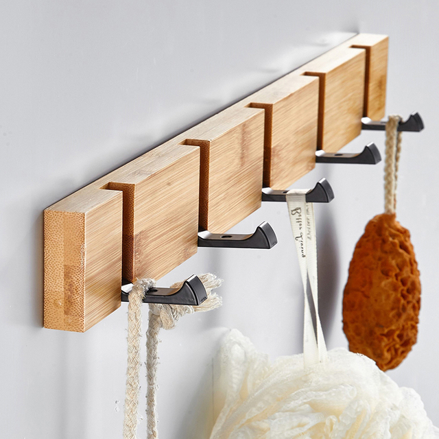 YF9156 Қабырғаға арналған бамбуктан жасалған ағаш кілт ұстағышы - ілгегі бар кілт ілгіші - ас үйге арналған ауыр жүкті кілттерді ілуге ​​арналған сәндік қабырға ілмектері