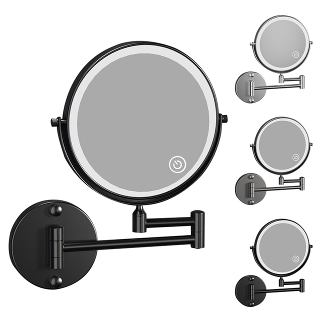 YF69122 Wall Mounted Extendable Double Sided Swivel Hardwired Corded Magnifier Rutrum Vanitas Speculum Cum luminibus