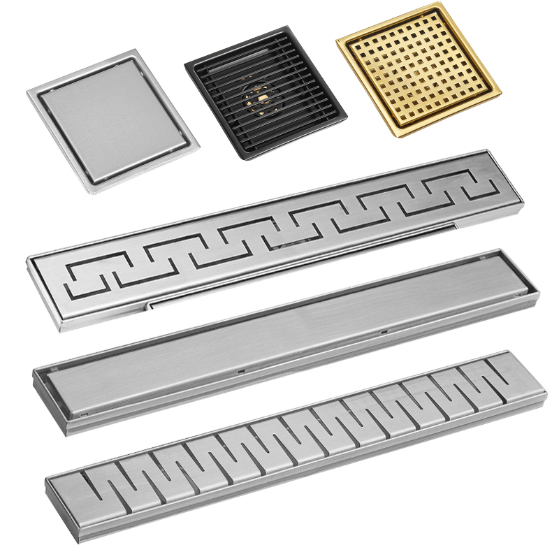 304 тот баспайтын болаттан жасалған душқа арналған дренаж Сызықтық душқа арналған су төгетін щеткалы никельді еден ағызу плиткалары бар торлы шаш сүзгісі