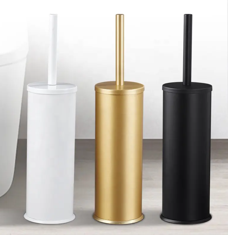 YF65154 Toilet Floor-mounted Latrina Silicone Peniculus Black White Gold Holder Set Home Bathroom Cleaning Brush