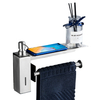 YF65103 Dispensador de jab&oacute;n de acero inoxidable, barra de toalla, estante de almacenamiento integrado para almacenamiento dom&eacute;stico sin perforaci&oacute;n