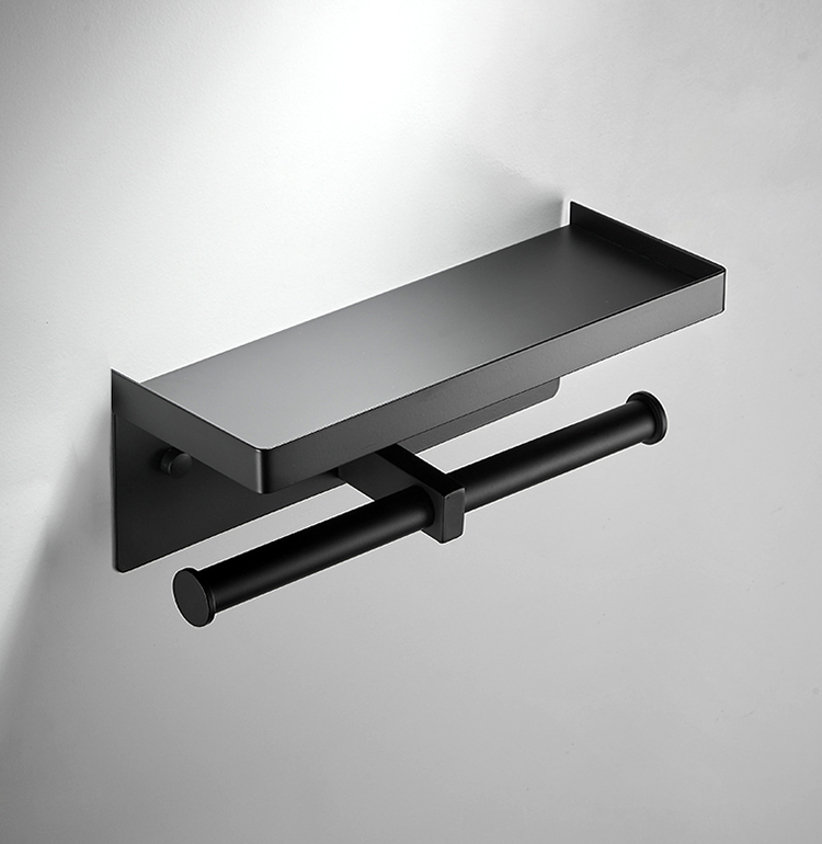 YF62105-2 Double Latrina Paper Holder with Shelf Double Roll Latrina Paper Holder Wall Mounted Stainless Steel for Bathroom 