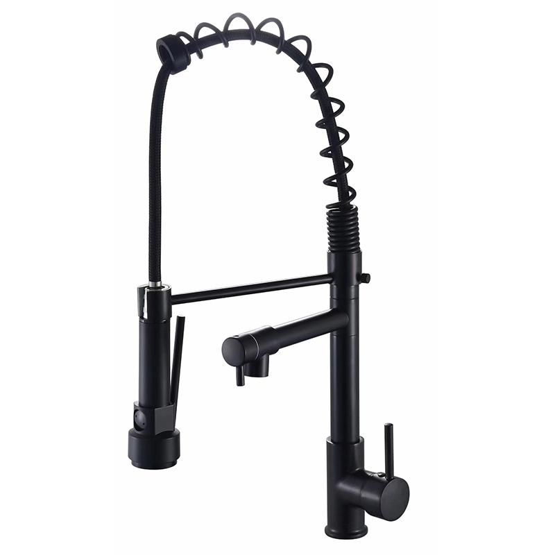 YF200110007 Contemporary Kitchen Faucet with Pull Sprayer, Diver Single Handle Spring Kitchen Sink Faucets with Sprayer, with Deck Plate
