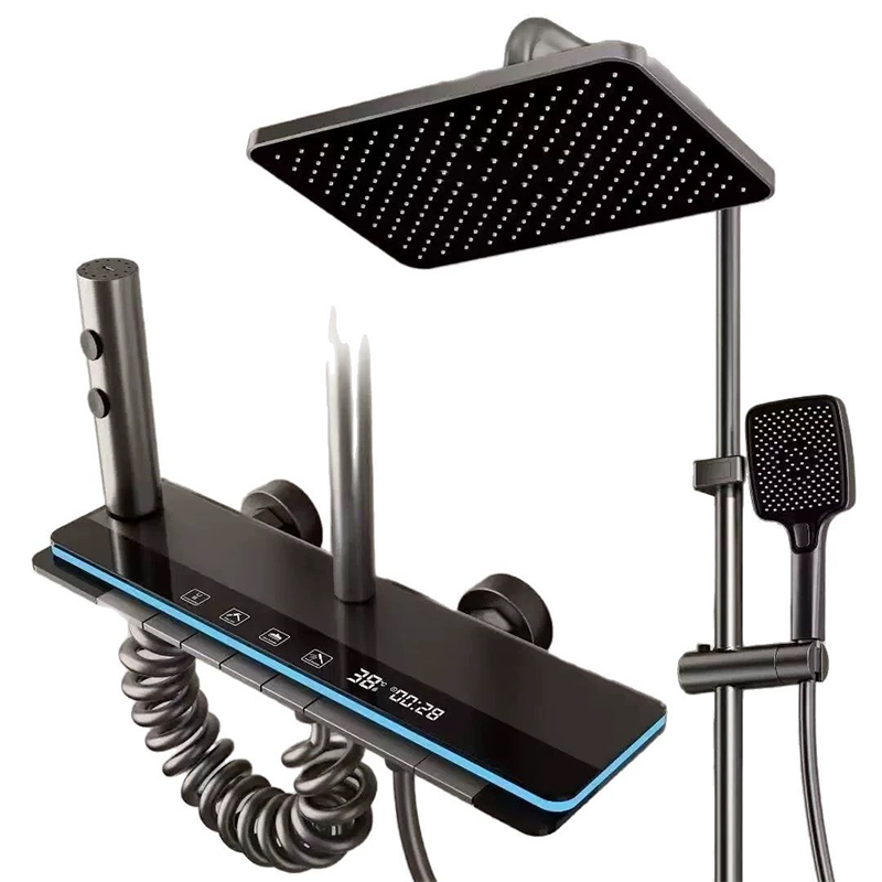 YF230530001 Intelligent LED Display Thermostatic Shower Set Piano Keys Bath Faucet System Soft Rainfall