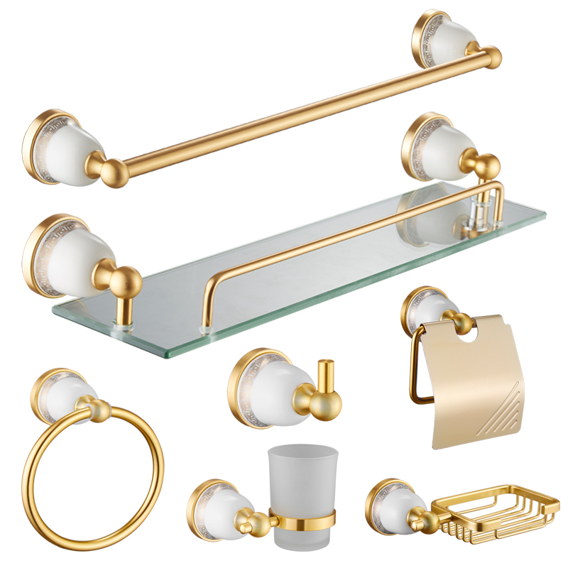 YF1311 Murus Mounted Washroom Towel Rack Parts & Accessories Set 7 Piece Ceramic Latrina Hardware Bathroom Accessories Set