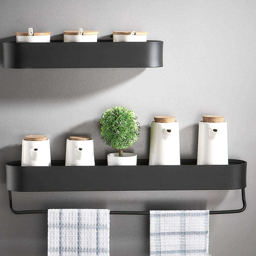Modern Bathroom Corner Shelf Set with Linteo Bar