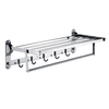 YF210910009 Folding Bathroom Wall Eques Stainless Steel Linteo Rack Shelf cum Removable Hooks 