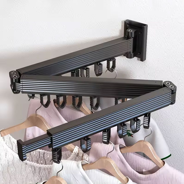 Veste Accessories Retractable Clothes Siccatio Rack Space-Saver Folding Hook style vestimenta lauandi siccitate eculeo