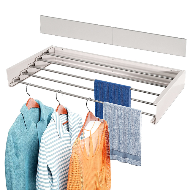 YF7107 Murus-ornatus extensibilis vestimenta exsiccans eculeo Collapsible Siccatio Rack Clothing Wall Mount with 2 Linteo Handles and Wall Template for Indoor Outdoor Tentorium Vestimenta