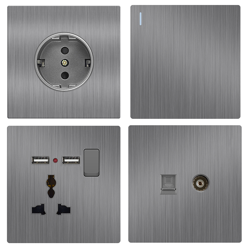 YF310100002-griseo Britannico vexillum electrica lumen switch nervum scopulum murum tabulas 3 pin UK 13 amp nervum